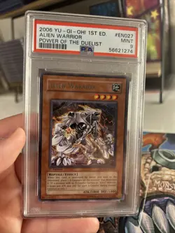 2006 Yugioh PSA 9 1st Edition Alien Warrior POTD-EN027 Rare Card - Image 1
