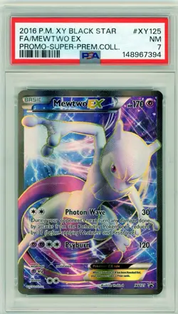 2016 Pokemon XY Black Star Promo Mewtwo EX Full Art #XY125 PSA 7 - Image 1
