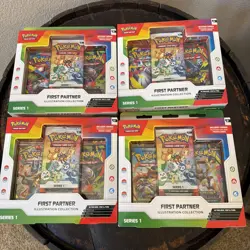 Lot Of 4 NEW SEALED Pokemon TCG First Partner Illustration Collection Series 1 - Image 1
