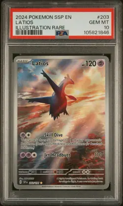 2024 POKEMON SURGING SPARKS #203 ILLUSTRATION RARE LATIOS PSA 10 - Image 1