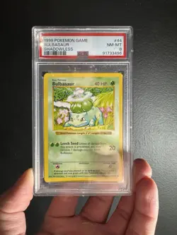 SHADOWLESS BULBASAUR #44 PSA 8-1999 POKEMON-BASE SET - Image 1