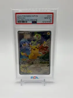 2023 Pokemon Paldea Evolved Pikachu Black Star Promo 027 Psa 10 - Image 1
