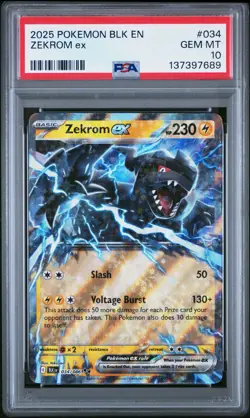 💎PSA 10 GEM MINT 2025 Pokemon Black Bolt ZEKROM EX #034 Holo - Image 1