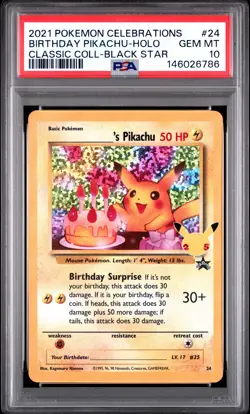 2021 POKEMON CELEBRATIONS CLASSIC COLL #24 BIRTHDAY PIKACHU-HOLO PSA 10 - Image 2