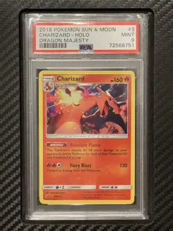 2018 PSA 9 Charizard #3 Holo Rare Pokemon TCG Sun & Moon Dragon Majesty - Image 1