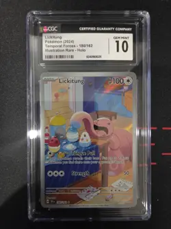 Pokemon TCG: CGC 10 Lickitung 180/162 Illustration Rare Holo Temporal Forces - Image 1