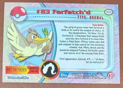 Pokemon TOPPS TV Animation Series 2 #83 Farfetch'd Blue Logo Holo PACK FRESH - Image 2