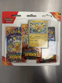 Pokemon S&V Surging Sparks 3-Booster Pack Blister (Zapdos) Factory Sealed NEW - Image 1
