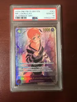 One Piece CCG Mr.2.Bon.Kurei EB01-061 Alt Art Secret Rare Foil PSA 10 Memorial - Image 1