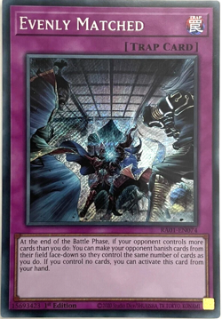 Evenly Matched - 1st Edition Secret Rare RA01-EN074 YuGiOh TCG Card - Image 1