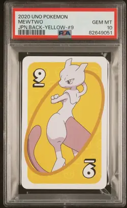 PSA 10 GEM MINT Japanese Mewtwo UNO Yellow 9 Pokemon Trading Card Game 2020 - Image 1
