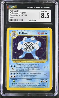 CGC 8.5 Poliwrath 1999 Base Set 13/102 Holo Pokemon Card psa - Image 1