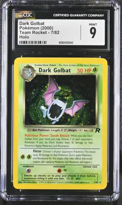 CGC 9 MINT Dark Golbat 2000 Team Rocket 7/82 Holo SWIRL Pokemon Card psa - Image 1