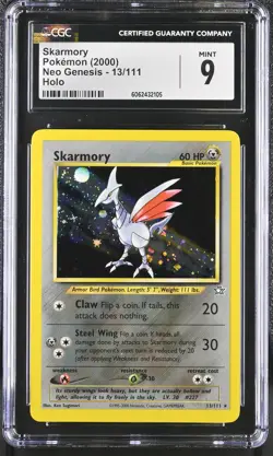 CGC 9 MINT Skarmory 2000 Neo Genesis 13/111 Holo Pokemon Card psa - Image 1