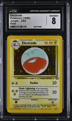 CGC 8 Electrode 1999 Jungle 2/64 Holo Pokemon Card psa - Image 1