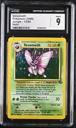 CGC 9 MINT Venomoth 1999 Jungle 13/64 Holo Pokemon Card psa - Image 1