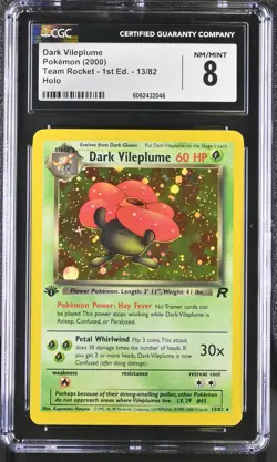 CGC 8 Dark Vileplume Team Rocket 1st Edition 13/82 Holo Pokemon Card psa - Image 1