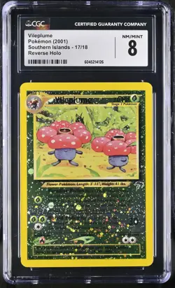 CGC 8 Vileplume 2001 Southern Islands 17/18 Reverse Holo Pokemon Card psa - Image 1
