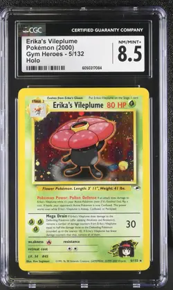 CGC 8.5 Erika's Vileplume 2000 Gym Heroes 5/132 Holo Pokemon Card psa - Image 1