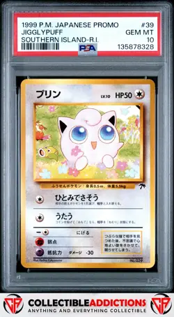 1999 Pokemon Japanese Promo #39 Jigglypuff Southern Island-R.I. PSA 10 - Image 1