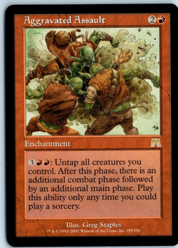 Aggravated Assault Onslaught MTG Magic the Gathering Card VG Condition - Image 1