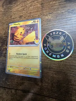 Pikachu (Pokemon Day 2026) 051/162 Cosmos Holo Cards & Pokemon Day Coin - Image 4