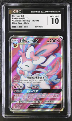 CGC 10 GEM MINT Sylveon GX 2017 Guardians Rising 140/145 Ultra Rare Pokemon Card - Image 1