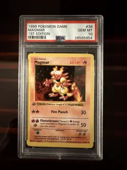 1999 POKEMON BASE SET 1ST EDITION #36 MAGMAR PSA 10 - Image 1