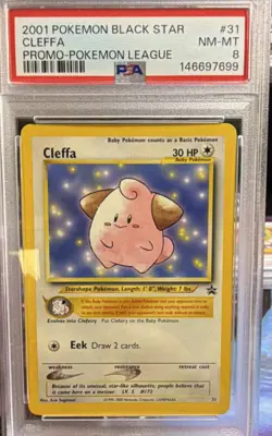 Pokemon Cleffa Black Star Promo 31 PSA 8 League 2001 Regular English - Image 1