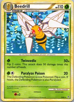 Beedrill 12/95 Rare HGSS Unleashed Pokemon Heavily Played - Image 1