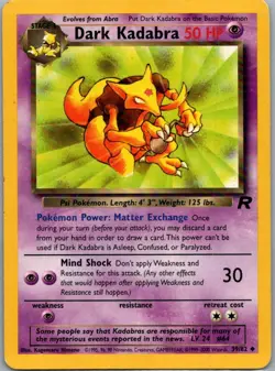 Dark Kadabra 39/82 Uncommon Team Rocket Pokemon Unlimited Moderately Played 1 - Image 1
