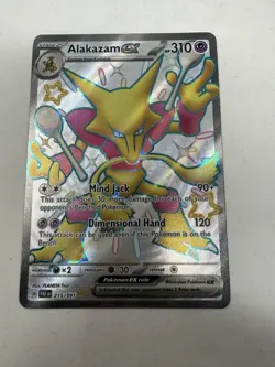 Pokemon TCG Alakazam EX 215/091 PAF EN Full Art Holo Psychic Near Mint Paldean - Image 1