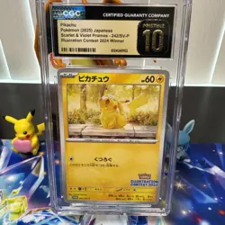 Pokemon CGC10 PRISTINE Pikachu Promo 2025 242/SV-P Illustration Contest JPN - Image 1