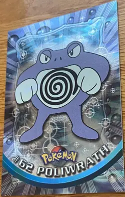 1999 Topps Pokemon TV Animatio POLIWRATH #62 Texture Holo Silver Foil Black Logo - Image 1