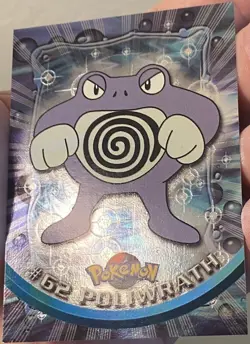 1999 Topps Pokemon TV Animatio POLIWRATH #62 Texture Holo Silver Foil Black Logo - Image 2