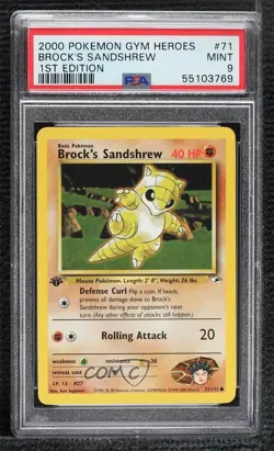 Brock's Sandshrew 1st Ed. Pokemon Gym Heroes PSA 9 MINT 2000 - Image 1