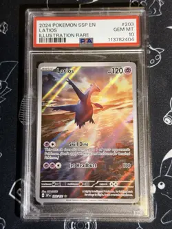 PSA 10 LATIOS 203/191 ILLUSTRATION RARE 2024 POKEMON SSP EN SURGING SPARKS CARD - Image 1