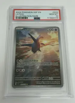 2024 Pokemon Surging Sparks Latios #203 Illustration Rare PSA 10 GEM MINT - Image 1