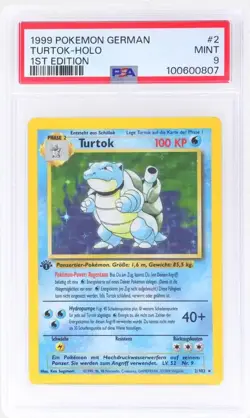 TURTOK BLASTOISE HOLO 1ST EDITION POKEMON GERMAN 1999 2 PSA 9 - Image 1