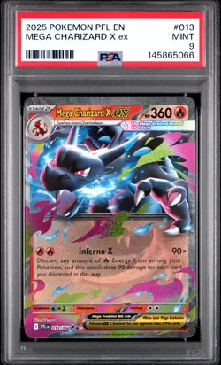 2025 POKEMON PFL EN-PHANTASMAL FLAMES #013 MEGA CHARIZARD X EX PSA 9 (FREE S&H) - Image 1