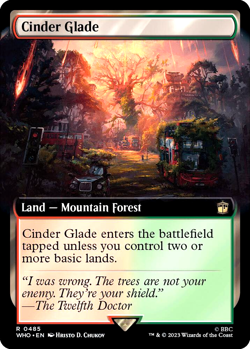 MTG Cinder Glade 485 Rare Foil Extended Art Land Doctor Who - Image 1