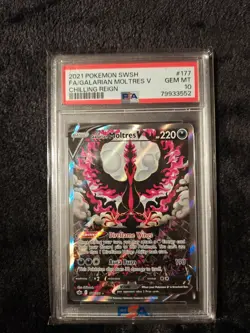 PSA 10 Galarian Moltres V Alt Art Chilling Reign Pokemon Card 177/198 - Image 1