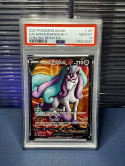 Pokemon Galarian Rapidash V Chilling Reign 167/198 PSA 10 Full Art Holo Card - Image 1