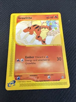 Pokemon Card - Growlithe Aquapolis 51/147 Uncommon Non-Holo - Image 1