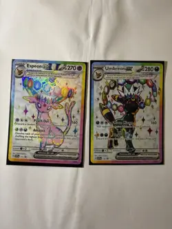 Prismatic Evolutions Premium Figure Collection Umbreon and Espeon Promo cards - Image 1