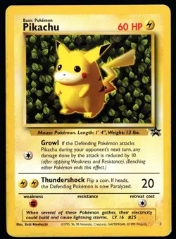 Pokemon Card Ivy Pikachu No. 1 Black Star WOTC Promo MP - Image 1