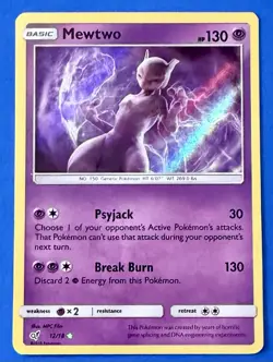 Pokemon Card - Mewtwo Detective Pikachu 12/18 Holo Rare - Image 1