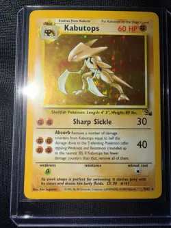 Pokemon Kabutops 9/62 Fossil Holo Rare Unlimited Stage 2 60 HP Card 1999 - Image 1