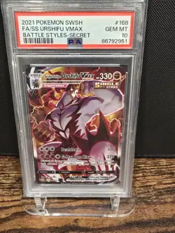 PSA 10 2021 POKEMON BATTLE STYLES | SECRET FA SINGLE STRIKE URSHIFU VMAX 168 - Image 1