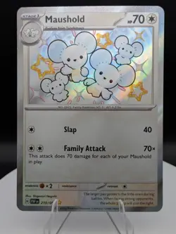 Pokemon TCG: Paldean Fates: 210/091: Maushold Baby Shiny Holo Rare (NM) - Image 1